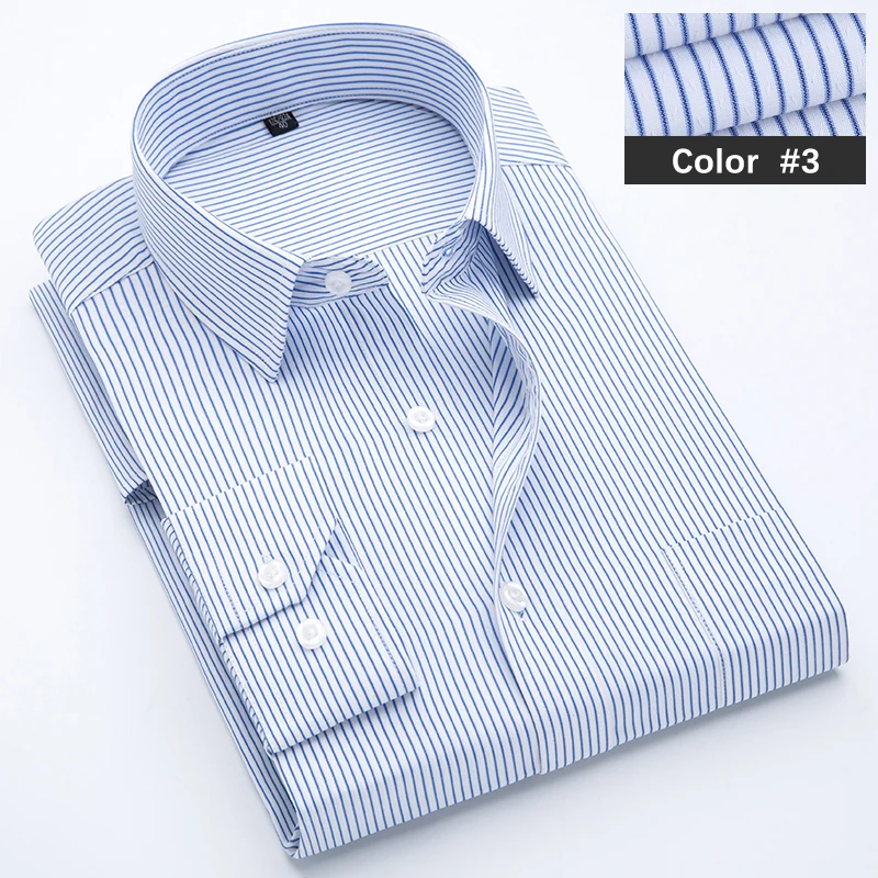 Men's Classic Blue Striped Long Sleeve Casual Shirt