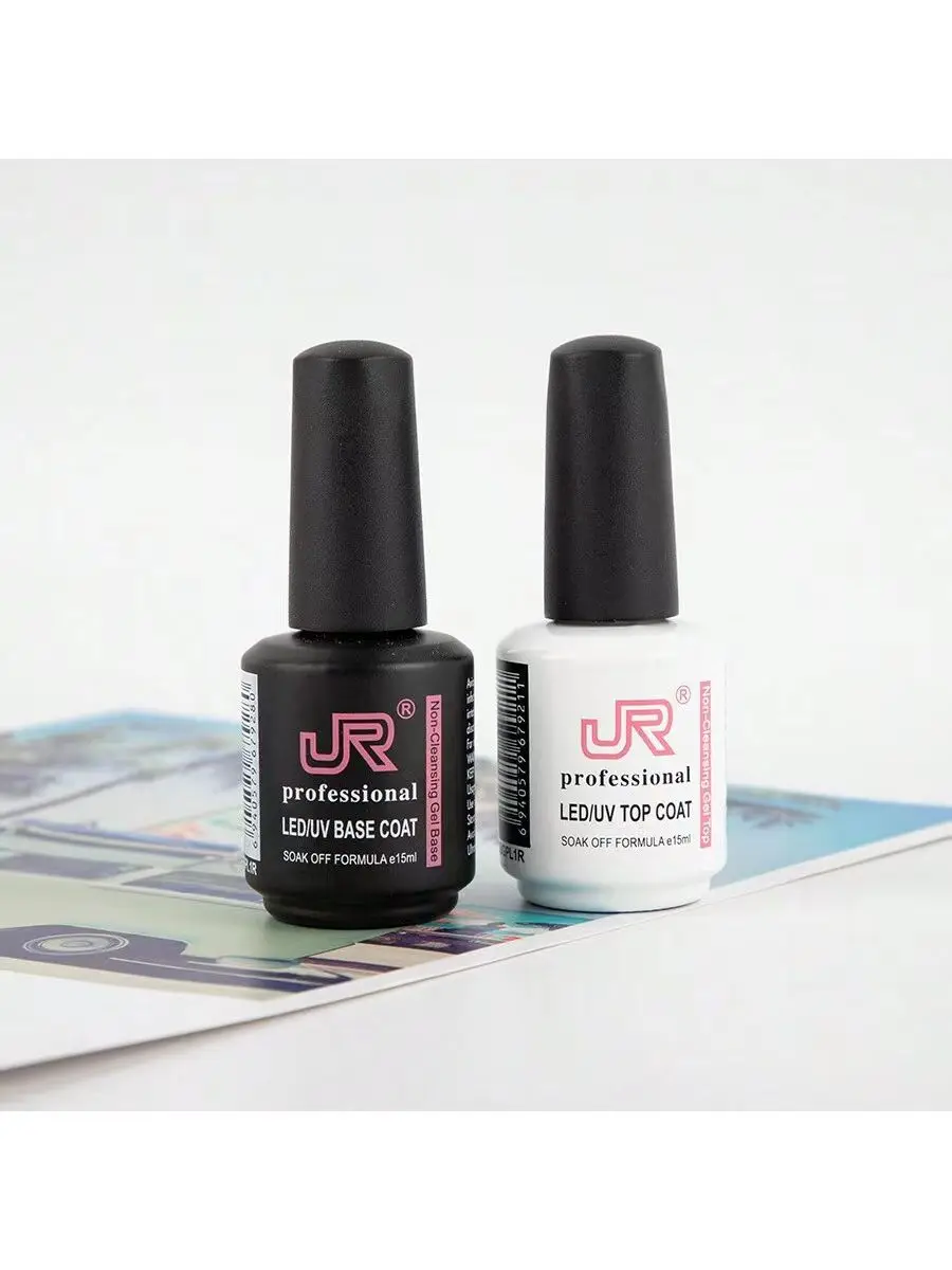 15ml 6pcs/box top coat base coat with JR private label long lasting strengthen bling nail gel top and base coat nail polish 6