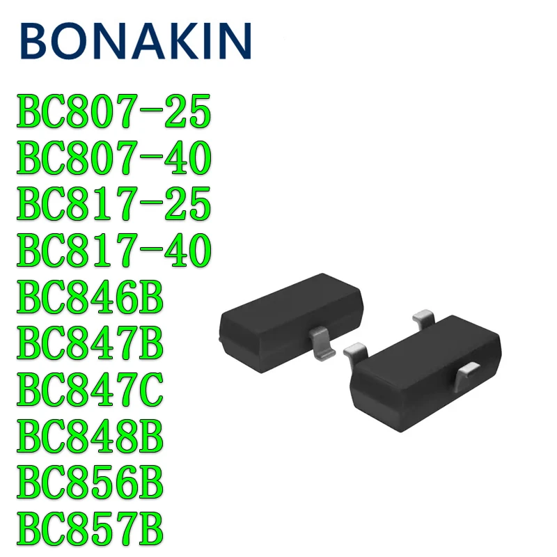 100PCS BC807-25 BC807-40 BC817-25 BC817-40 BC846B BC847B BC847C BC848B ...