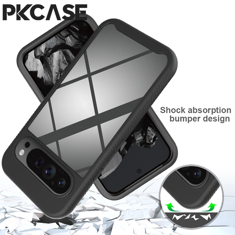 PKCASE 3-in-1 Transparent Hybrid Armor Shockproof Protective Case