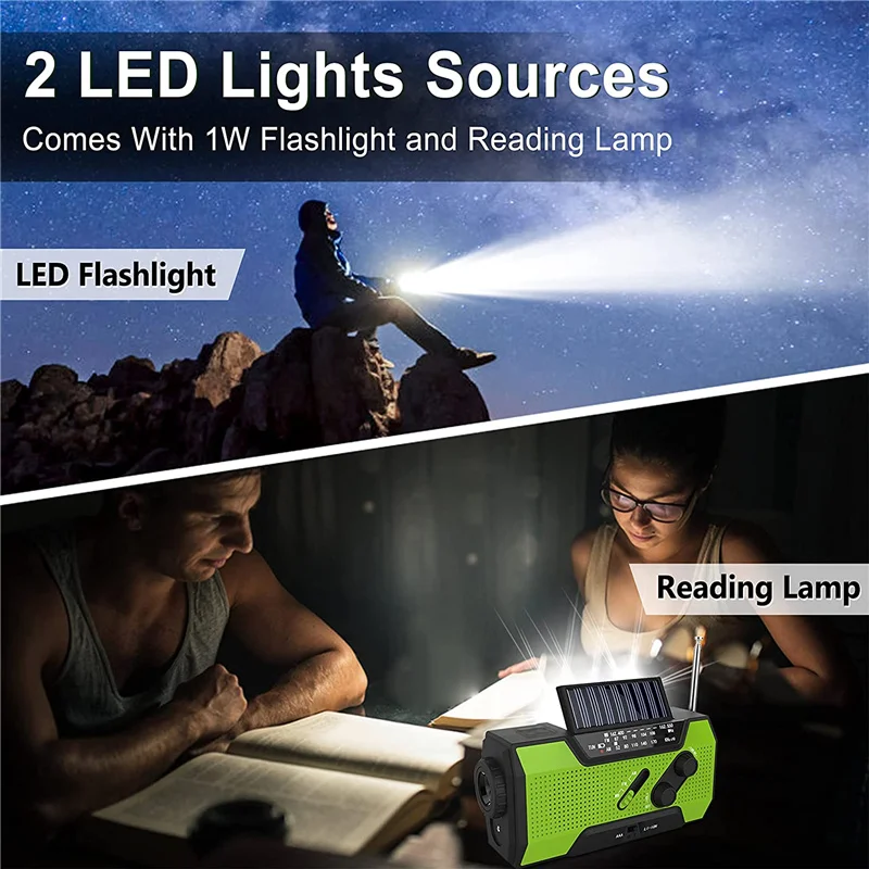 Solar Camping Lanterns, Hand Crank Flashlight, USB Rechargeable LED  Lanterns with 3000mAh Capacity Battery, 3 Powered Ways Outdoor Portable  Survival