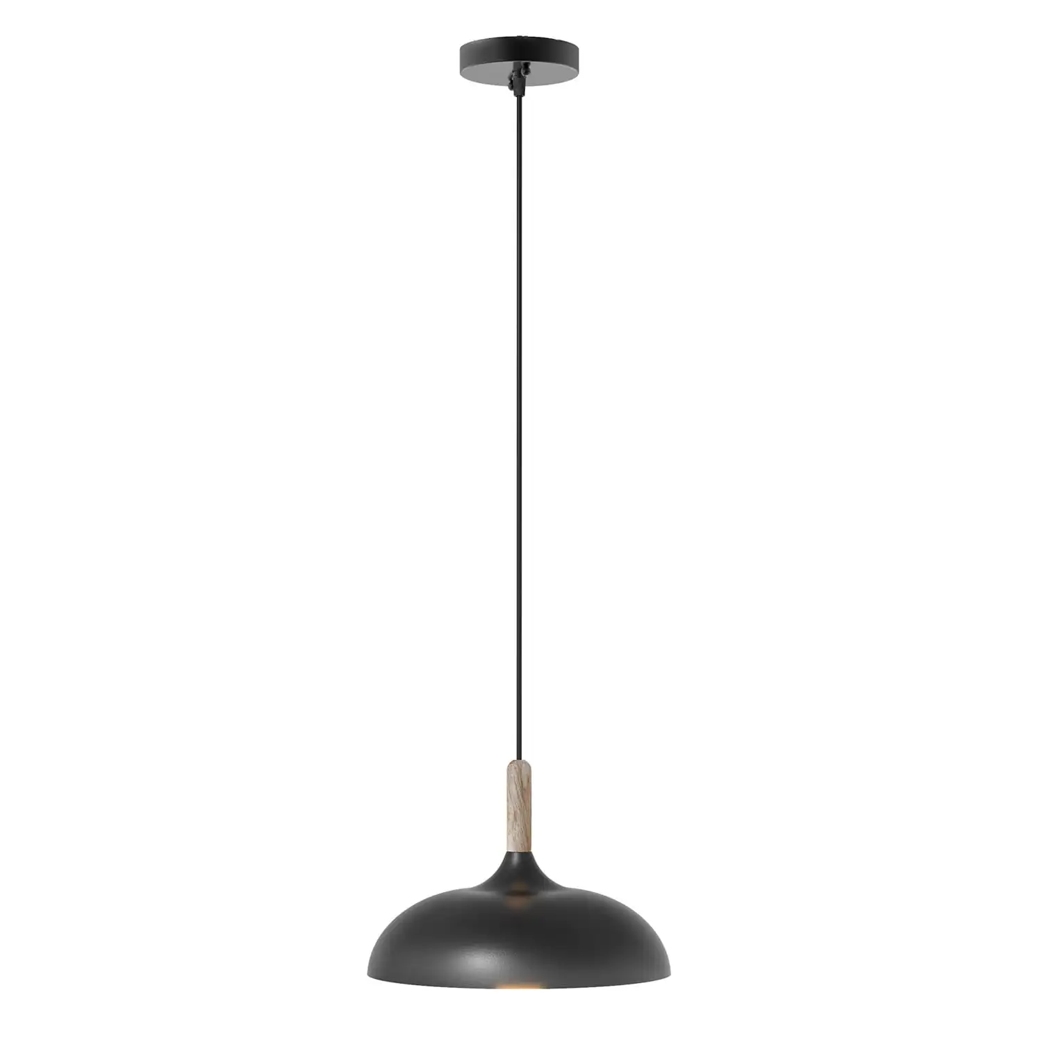 

56” Black Metal Pendant Ceiling Light, Adjustable Cord, LED Bulb Included