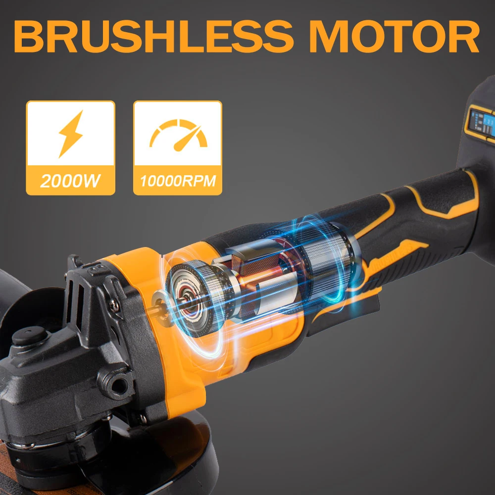 125mm Brushless Angle Grinder M14 10000Rpm Gears Variable Cutting  Grinding Polishing Power Tool Compatible Makita 18V Battery AliExpress