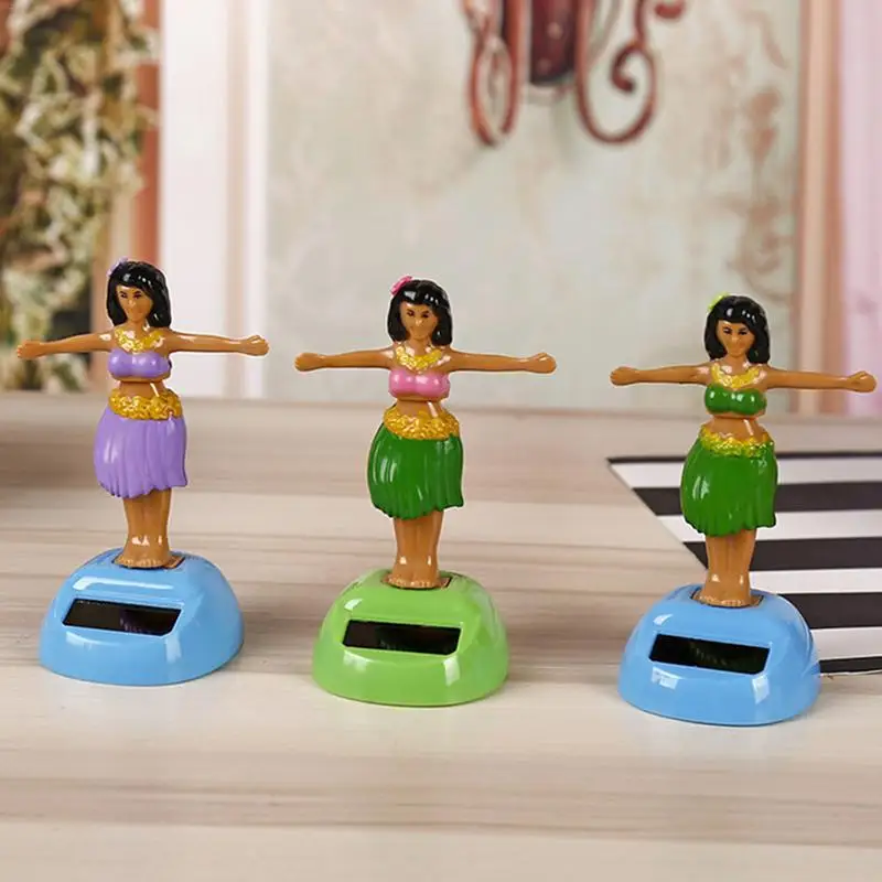 Solar Car Toy Car Decoration Dancing Doll Car Accessories Solar Power Toy Shaking Head Hawaii Swinging Animated Girl Ornament Car-styling