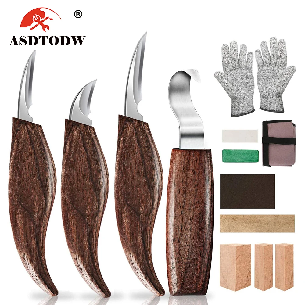 4Pcs Wood Chisels Set Sharp Chrome-Vanadium Steel Wood Carving Chisels with  Beech Handles Ergonomic Wood Carving Tools