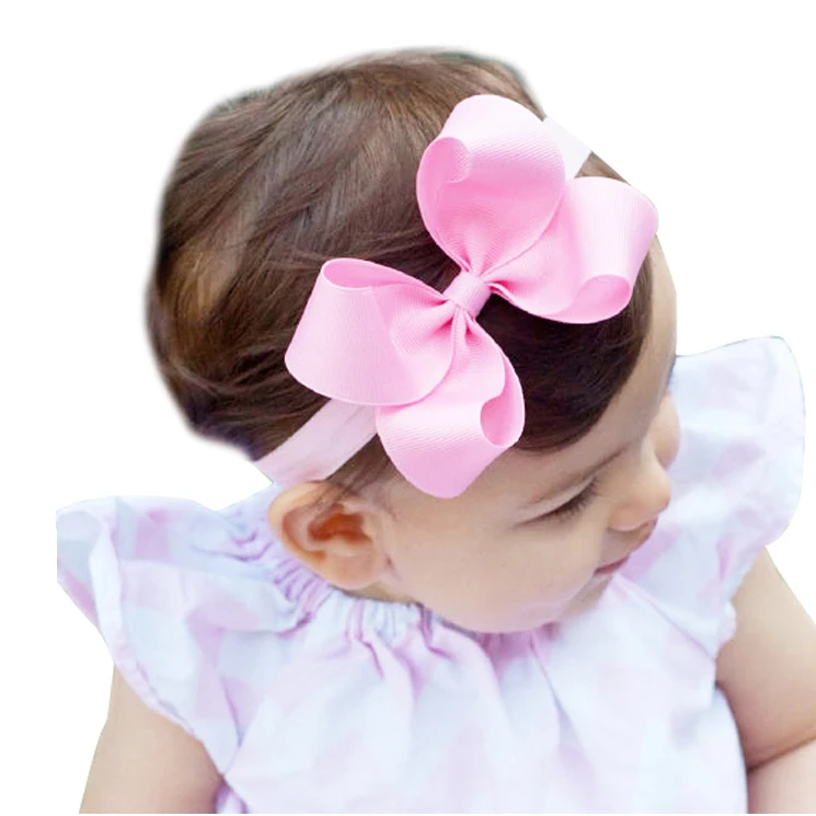 4/6inches Solid Color Grosgrain Ribbon Bows Headband For Kids Girls Cute Bowknot With Elastic Band Headwear Hair Accessories