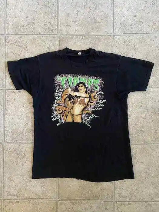 Vintage 1990 The Crystals Stay Sick T-Shirt Nero Cotone Pesante Lb7855 Maniche Lunghe