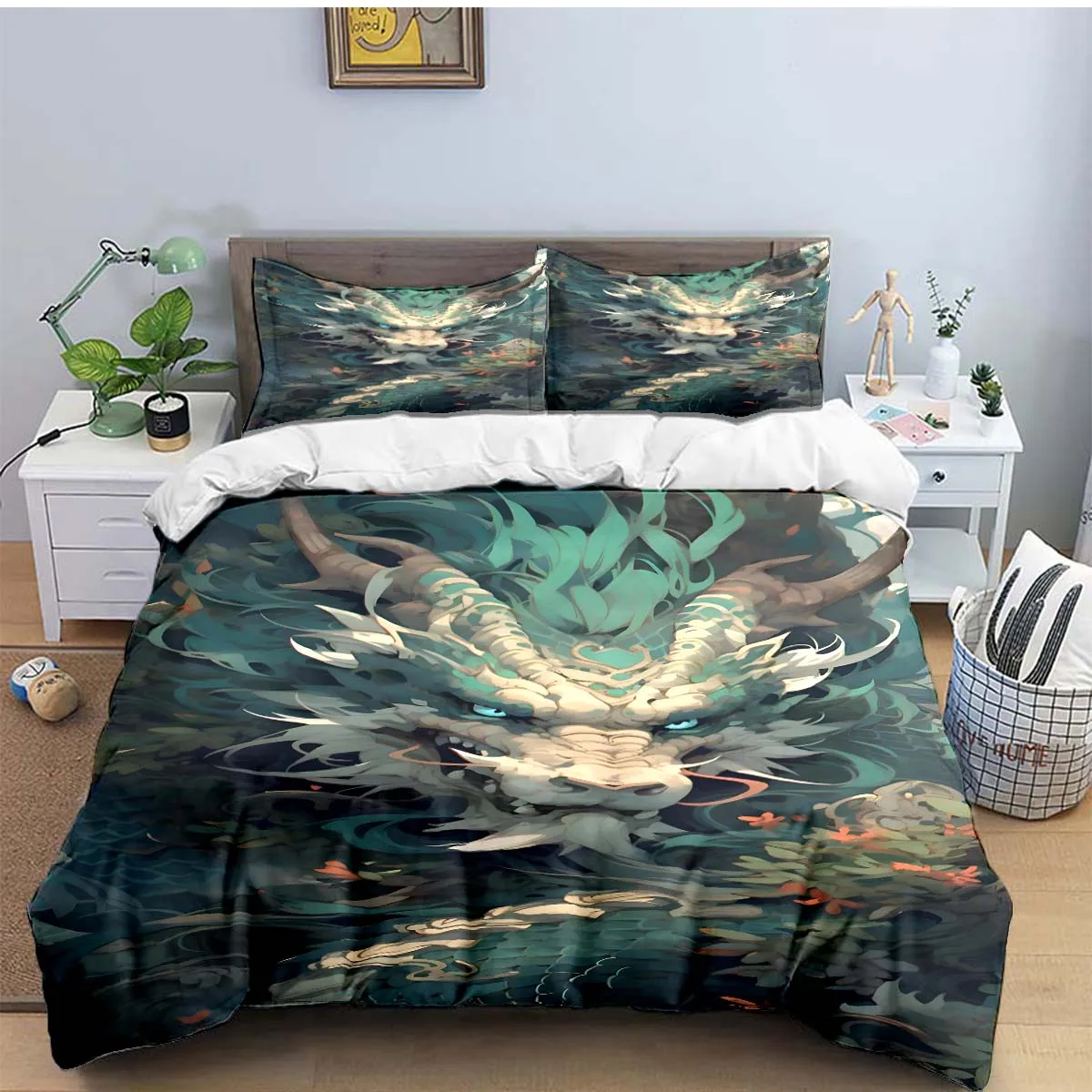 

Fashion Chinese Dragon Print Bedding Sets Exquisite Bed Supplies Set Duvet Cover Bed Comforter Set Bedding Set
