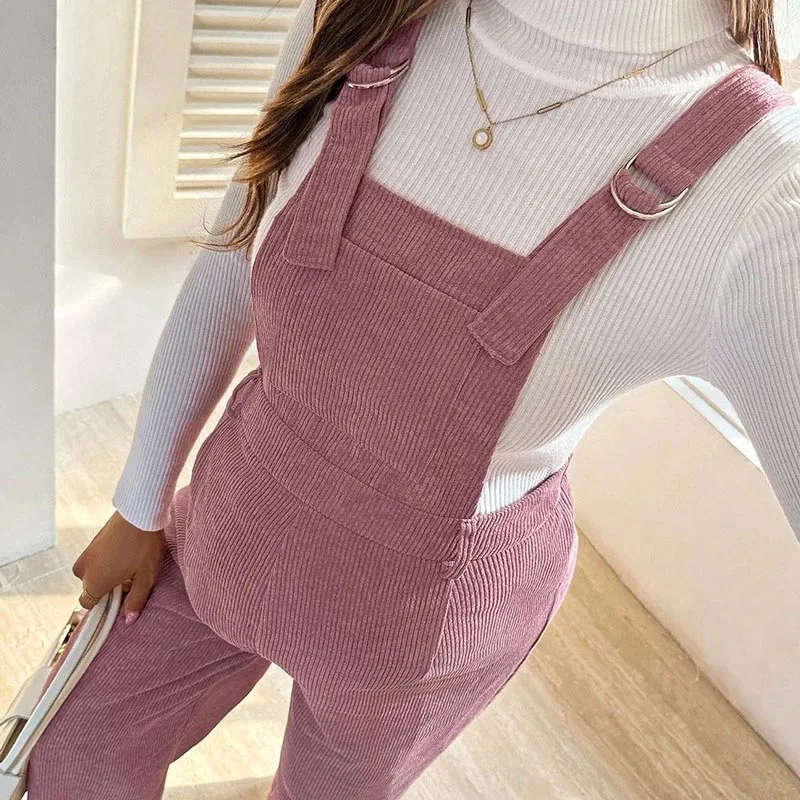 Maternity Corduroy Overalls Pregnancy Clothing for Pregnant Women Pants Autumn Winter Fashion Elastic Loose Corduroy Overalls - 5