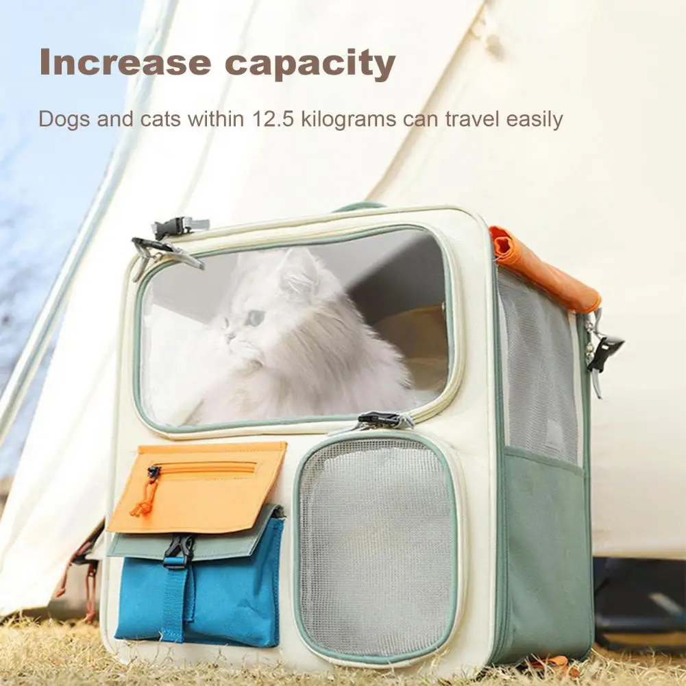 Portable Pet Carrier Portable Cat Carrier with Feeding Window Breathable Backpack Snack Pockets Ideal for Traveling for Small