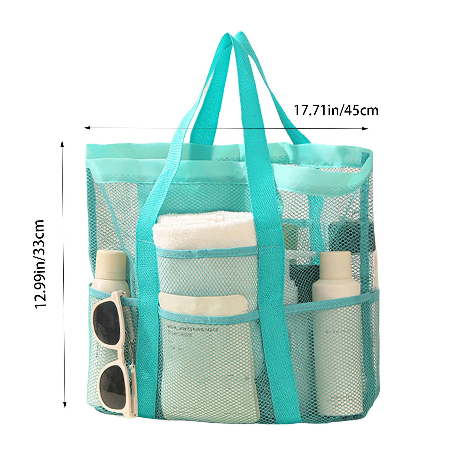 Mesh Beach Bag Large Capacity Hand-held Nylon Mesh Beach Supplies Storage Bag for Women Mother Vacation Use