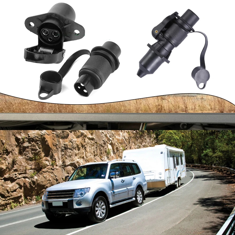 

12V 3 Pin Trailer Socket Connectors Round 3 Pole Plug-in Trailer Tractor Plug for Electrical Caravan Truck