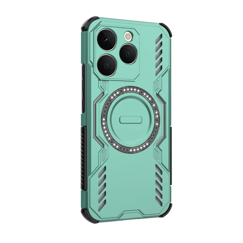 Magnetic Shockproof Armor Phone Case - Anti-Knock Full Back Cover with MagSafe Compatibility