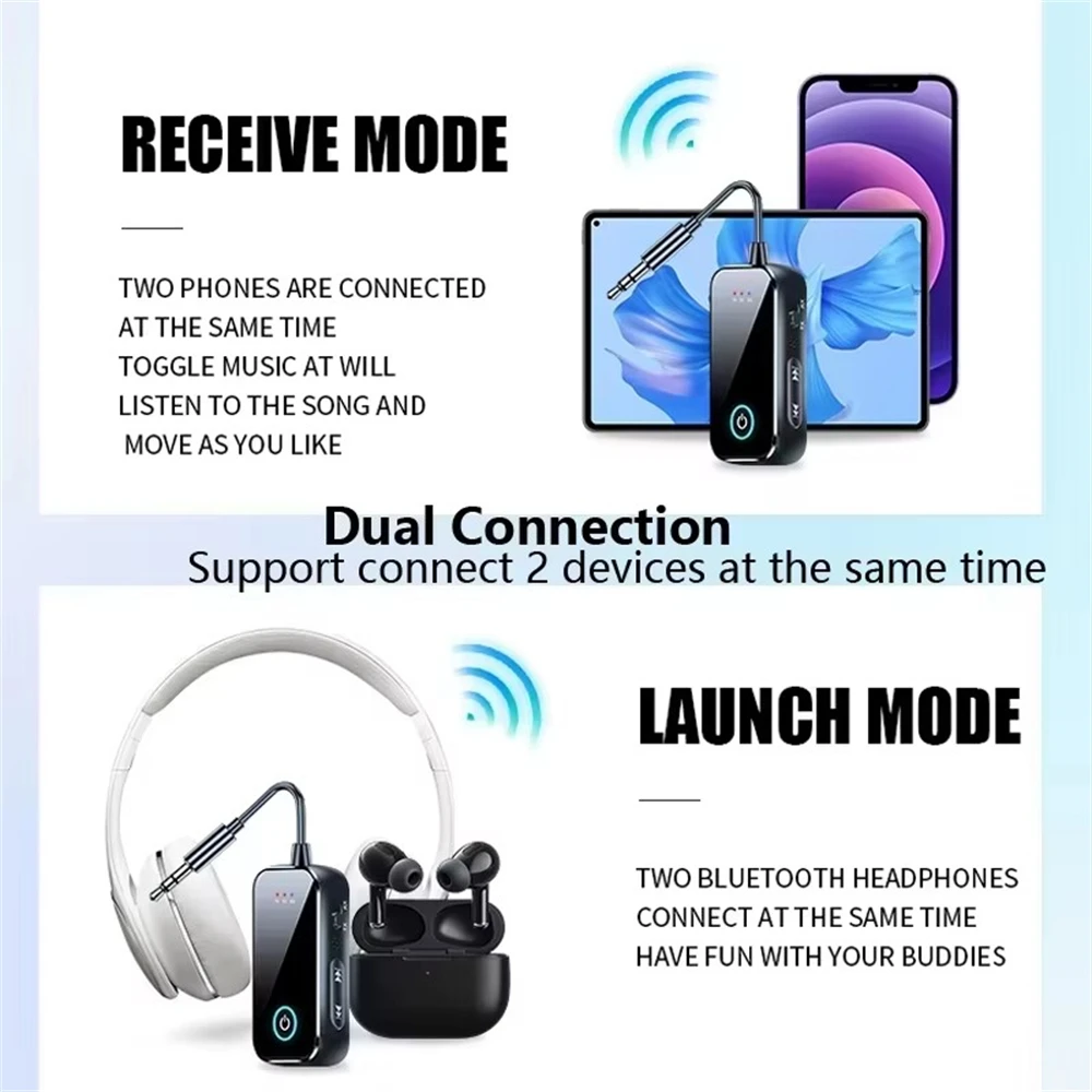 Wireless Bluetooth 6.0 AUX Audio Adapter with HiFi Stereo and Microphone