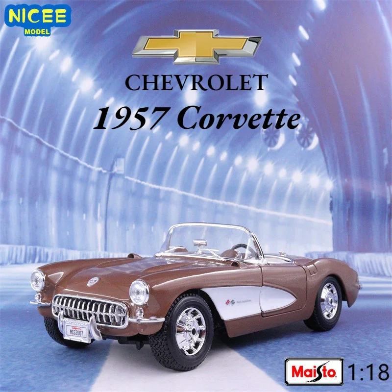 

Модель автомобиля Maisto из металлического сплава в масштабе 1:18 1957 Chevrolet Corvette, детские игрушки, коллекционные подарки B843