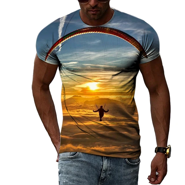 Summer Outdoor Sports Skydiving Pattern Mens T-shirt