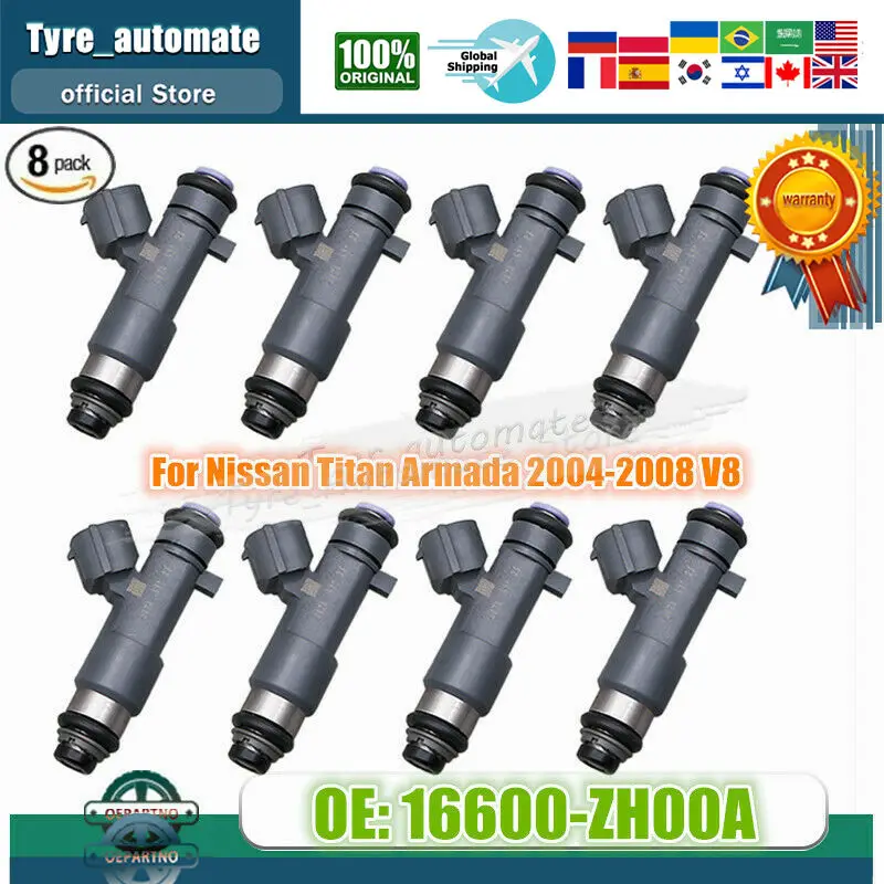 8PCS OEM 16600 ZH00A Fuel Injectors fit for Nissan Titan Armada 2004