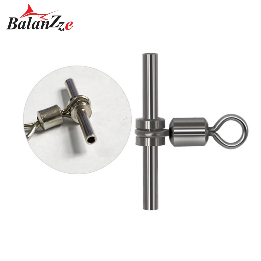 Balanzze 50pcs Fishing Swivel 3 Way Connector Cross Line Crane Swivel  Stainless Steel Swivel Fishing Hooks Lures Connector