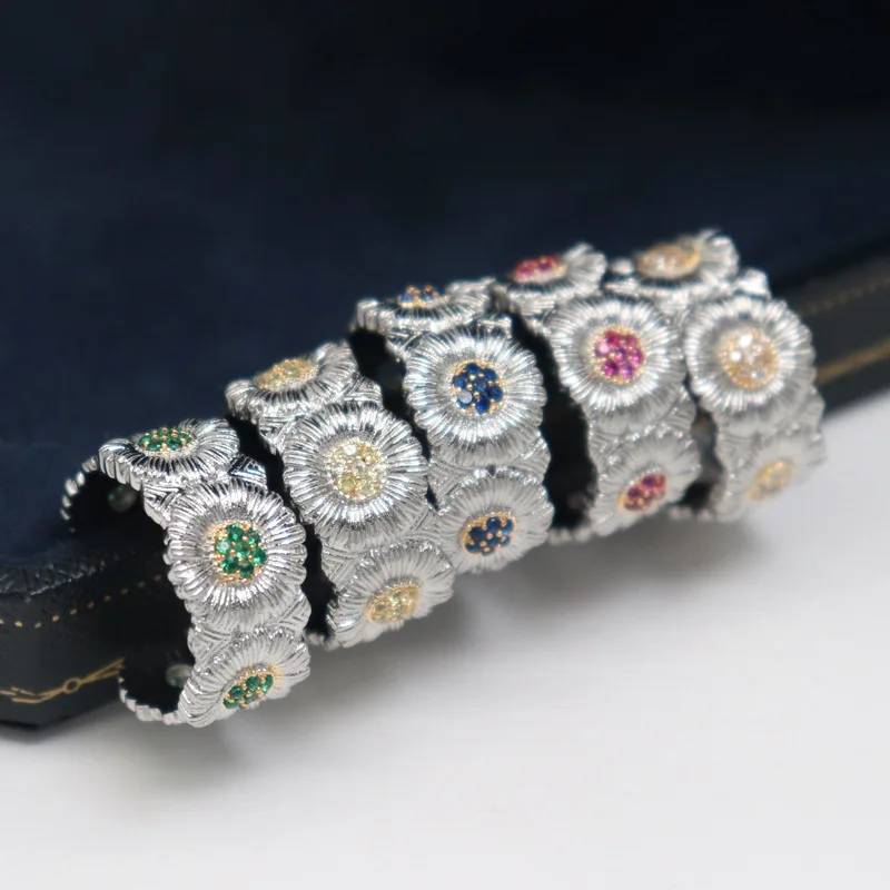 Cute Daisy Flower Ring for Women Sweet Korean Gold Plated Open Rings Lady's Luxury Jewelry Set Gift