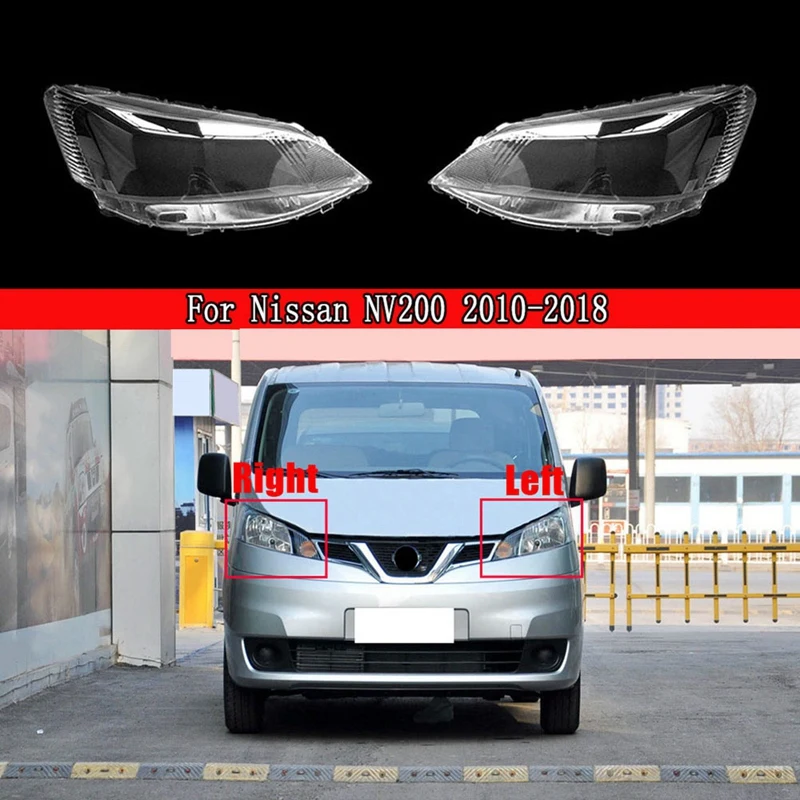 2Pcs Car Front Headlight Lens Cover Headlight Lamp Shell For Nissan NV200 2010-2018 1