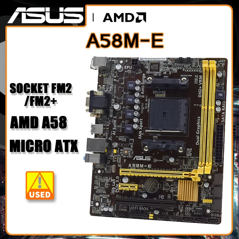 

FM2 AMD A58 Motherboard For AMD AthlonX4 740 cpus ASUS A58M-E Motherboard DDR3 32GB 6×SATA II PCI-E 3.0 USB2.0 Micro ATX