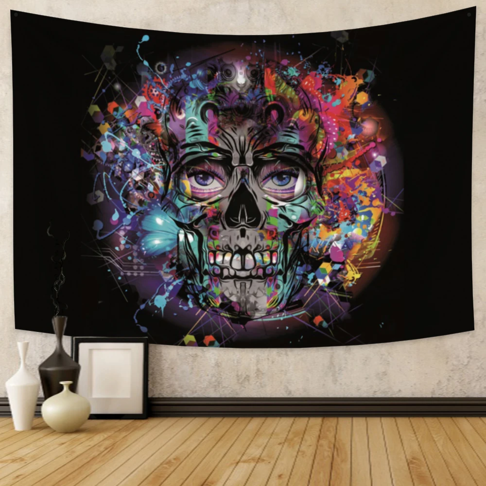 

Psychedelic Skeleton Tapestry Wall Hanging Hippie Bohemia Trippy Tapestry Art for Bedroom Living Room Dorm Home Decor