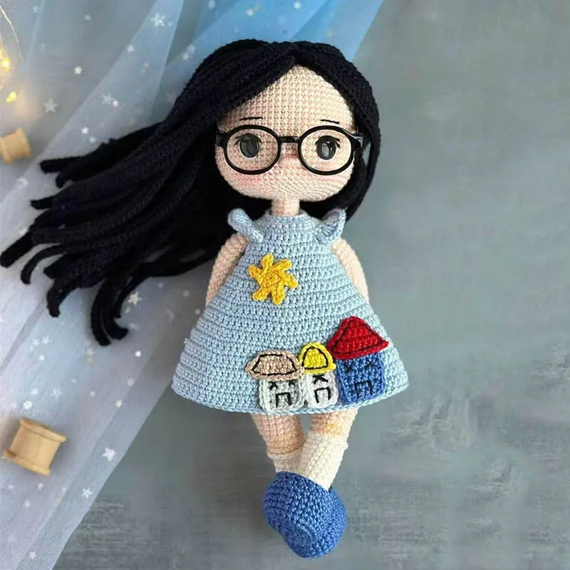 수제 뜨개질 인형 미아 소녀 뜨개질 인형 홈 액세서리 공예 장난감 장식품