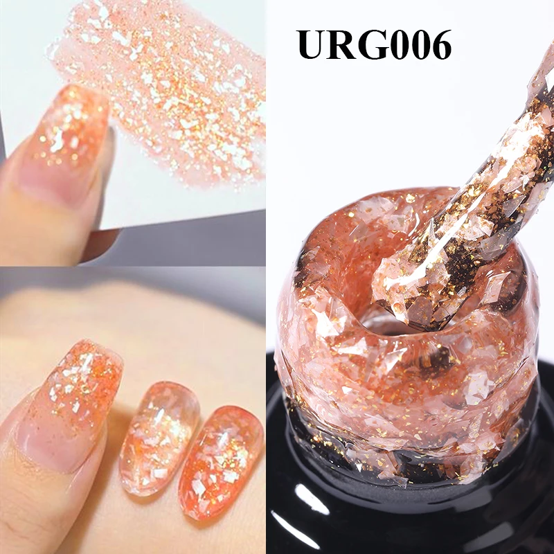 Ur Zucker 7ml Gold Glitter Mineral Gel glänzende Pailletten Nagel Gel politur semi permanent UV-LED Gel Maniküre Lack einweichen