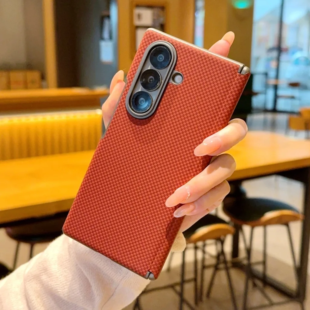 Deluxe Carbon Fiber Texture Magnetic Phone Case with Electroplated Back Cover
