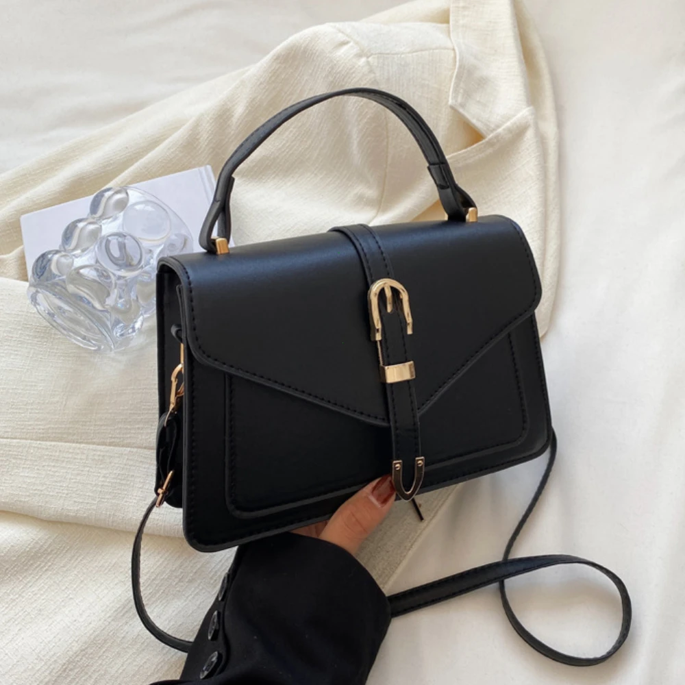 Minimalist Women's Crossbody Bag With Top Handle And Flap Design_voghion.com