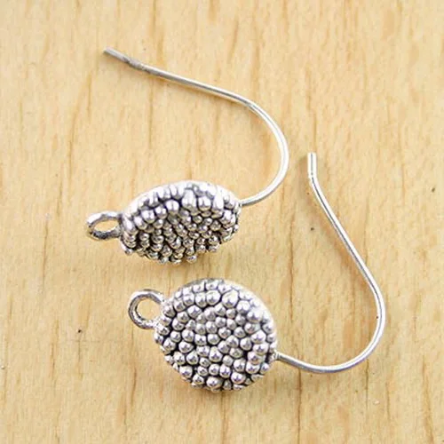 

10pc Tibetan Silver Color Round Studded Earring Hook Charms H0329 Jewelry Making Supplies