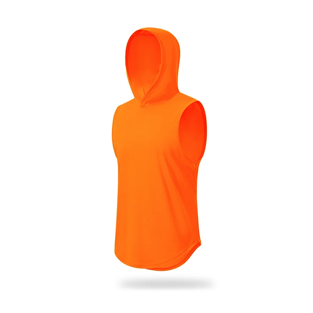 Hooded Fitness Tank Top Men's Mesh Running Training Quick Dried Tank Top Loose Sleeveless Shoulder Hooded Basketball