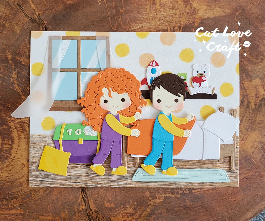 Catlove 어린이 방 시리즈 금속 절단 다이 스크랩북 스텐실 다이 컷 카드 만들기 DIY 공예 엠보싱 2022 년 새로운 다이 만들기
