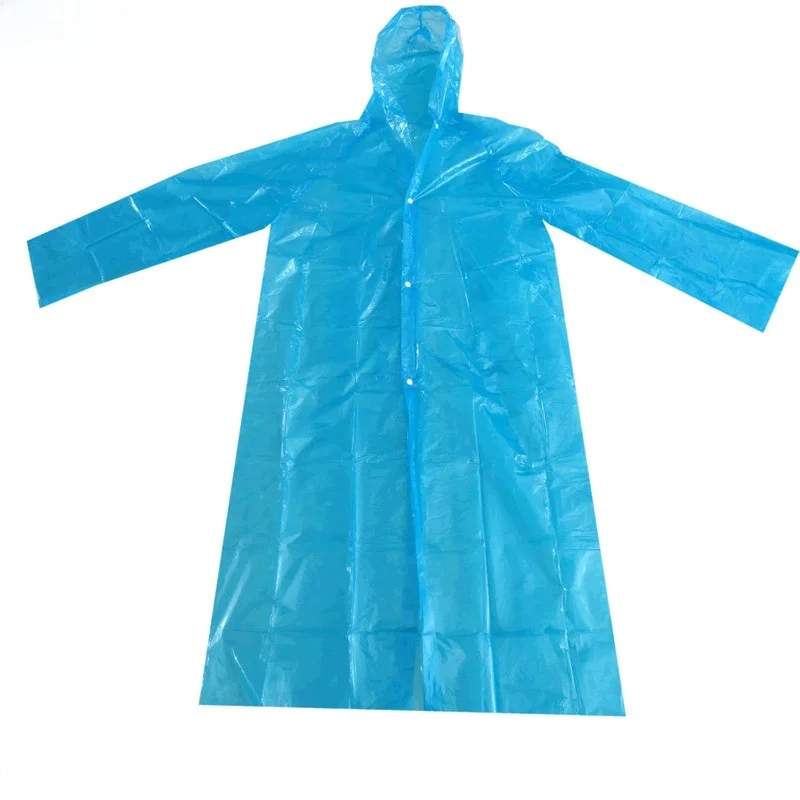 54g 경량 일회용 우비 네 개의 버튼 여행용 성인 LDPE 신소재 우비 일회용 가디건 스타일 하이킹용