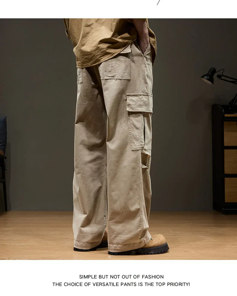 Men's Baggy Cargo Pants with Pockets 100% Cotton Drawstring Elastic Waist Wide Leg Outdoor Casual Pants Plus Size 8XL S6269009c158c410086c450d269728ffan