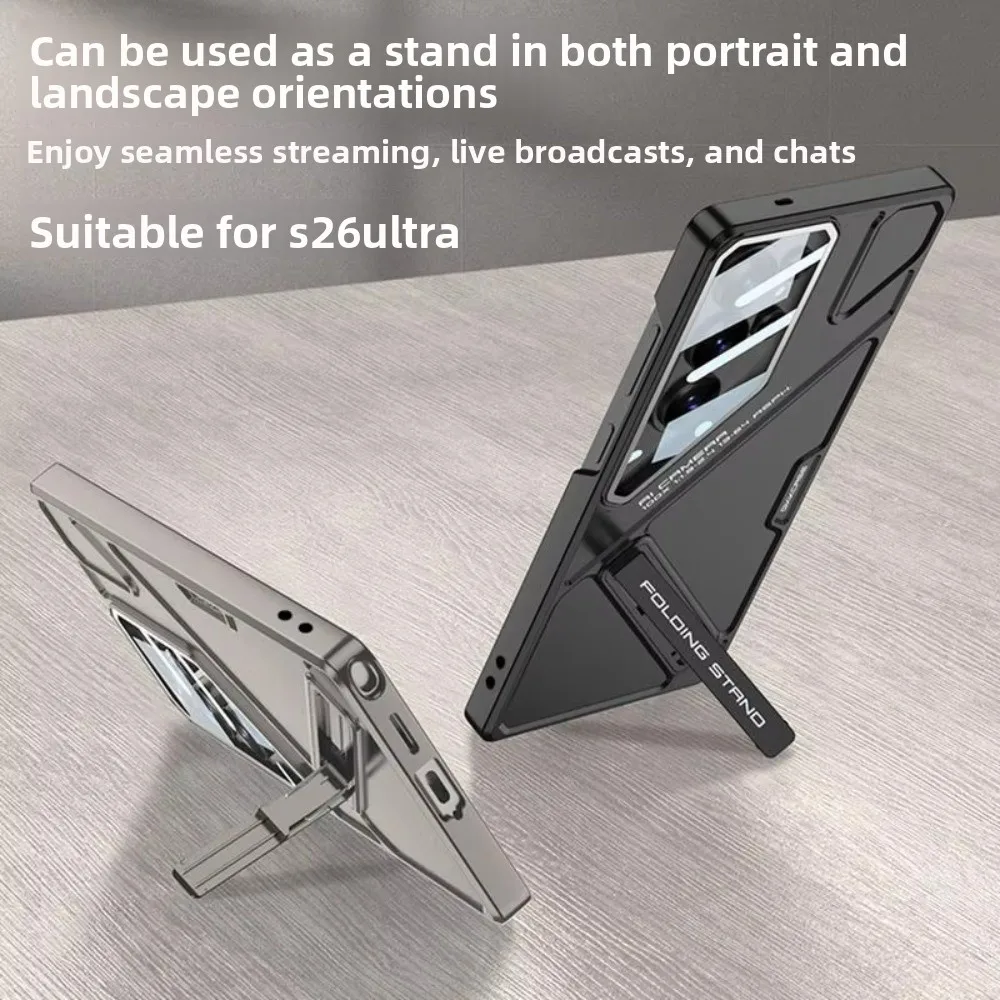 Premium Shockproof Geometric Case with Foldable Kickstand & Camera Lens Protection
