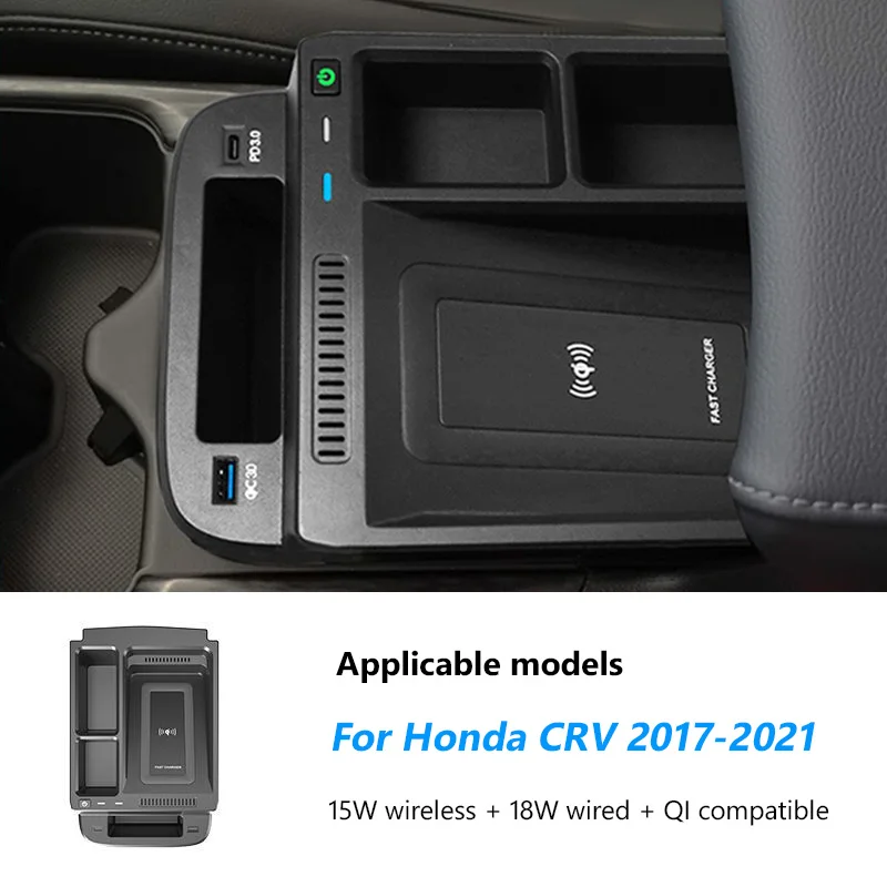12V For Honda CRV 2017 2018 2019 2020 2021 Car QI Wireless Charger