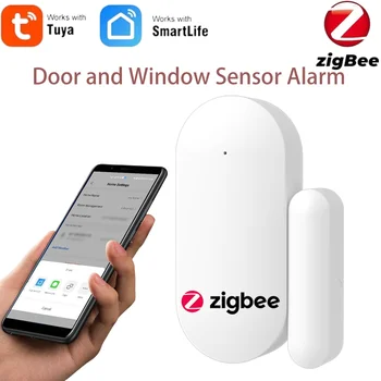 Tuya Zigbee Door Window Sensor Smart Home Security Protection Alarm System Door Open/Closed Detectors with Alexa Google 1