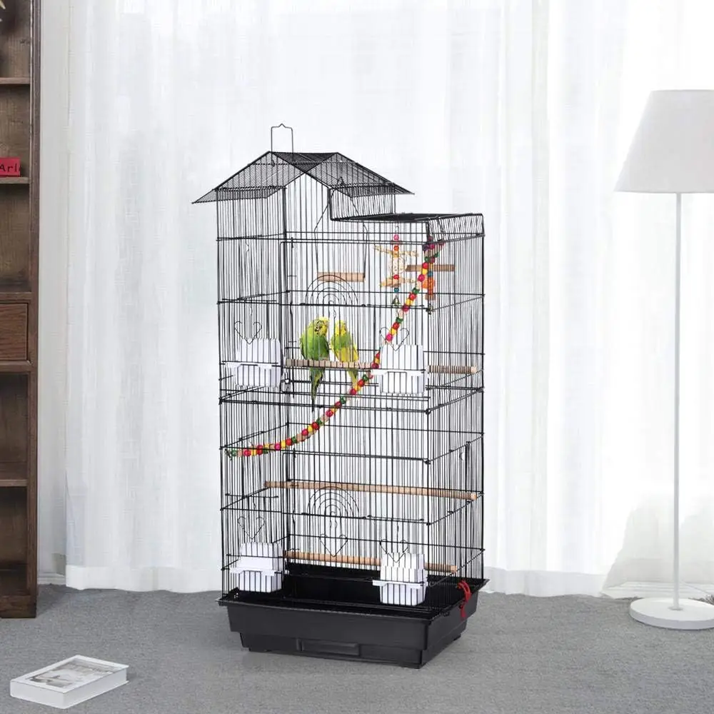 

39-inch Roof Top Large Flight Parrot Bird Cage for Small Quaker Parrot Cockatiel Sun Parakeet Green Cheek Conure