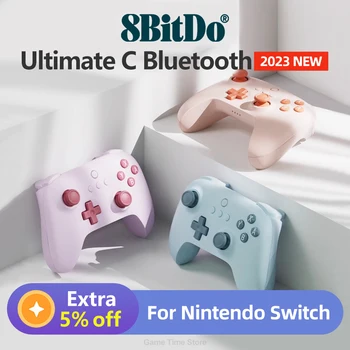 8BitDo 얼티밋 C 블루투스 게임패드, 무선 게임 컨트롤러, 닌텐도 스위치 OLED와 호환, 새로운 색상, 핑크 블루 오렌지