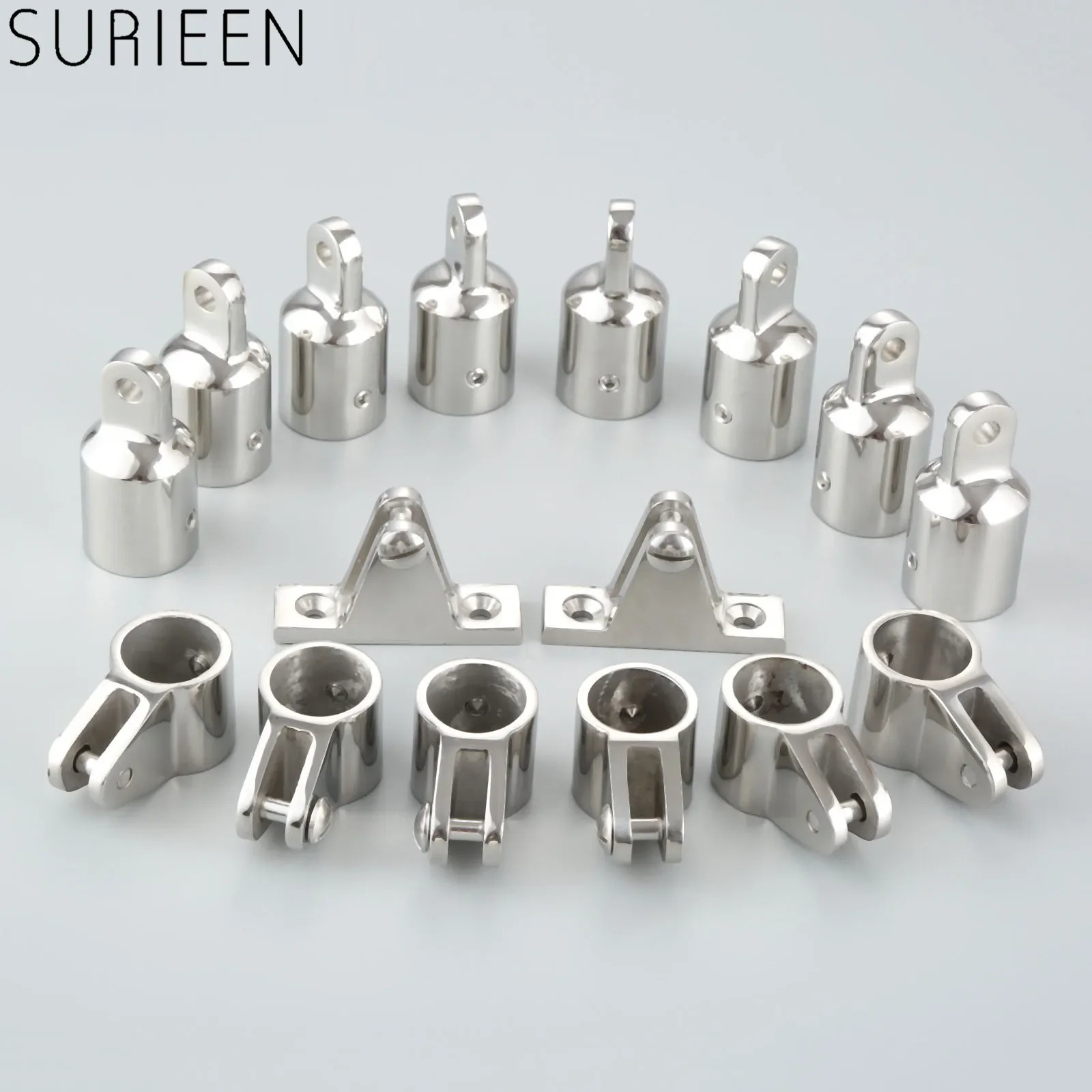 

Marine Boat Stainless Steel Bimini Top Hardware Fitting Set 4 Bow 22mm 7/8" - 8 Eye End Fitting+6 Jaw Slide Fitting+2 Deck Hinge