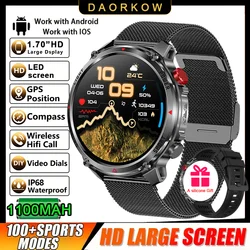 Military Smartwatch for Men with Ultra Durable Battery, Waterproof Design, HD Calling, 100+ Sport Modes & LED Flashlight (Black mesh belt)