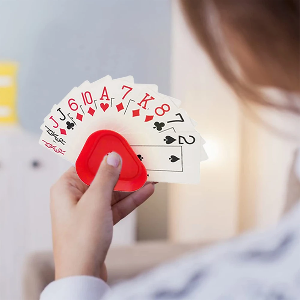 Card Game Holder 4pcs Hands-Free Game Poker Seat Triangle Shaped Playing Card Holder Board Plastic for Seniors Children Adults playing card holder