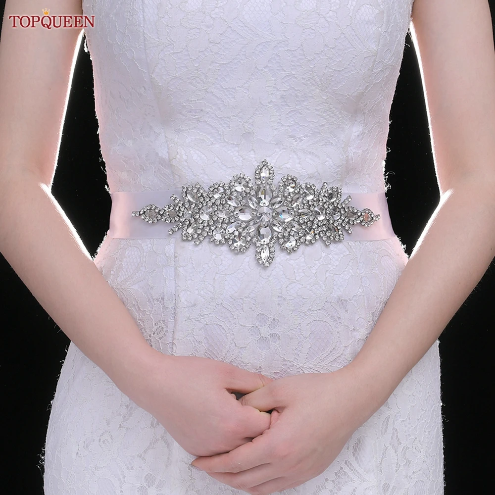 TOPQUEEN S01 Rhinestone Women's Belt Bride Belts Bridal Sashes Wedding Accessories Belts For Evening Party Prom Gown Dress