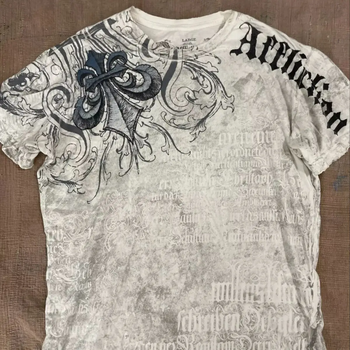 十字架サーマル　affliction archive グランジ　y2k sk8 Y2K Style Pain T-Shirt Cross Wing Grunge Cyber Oversized