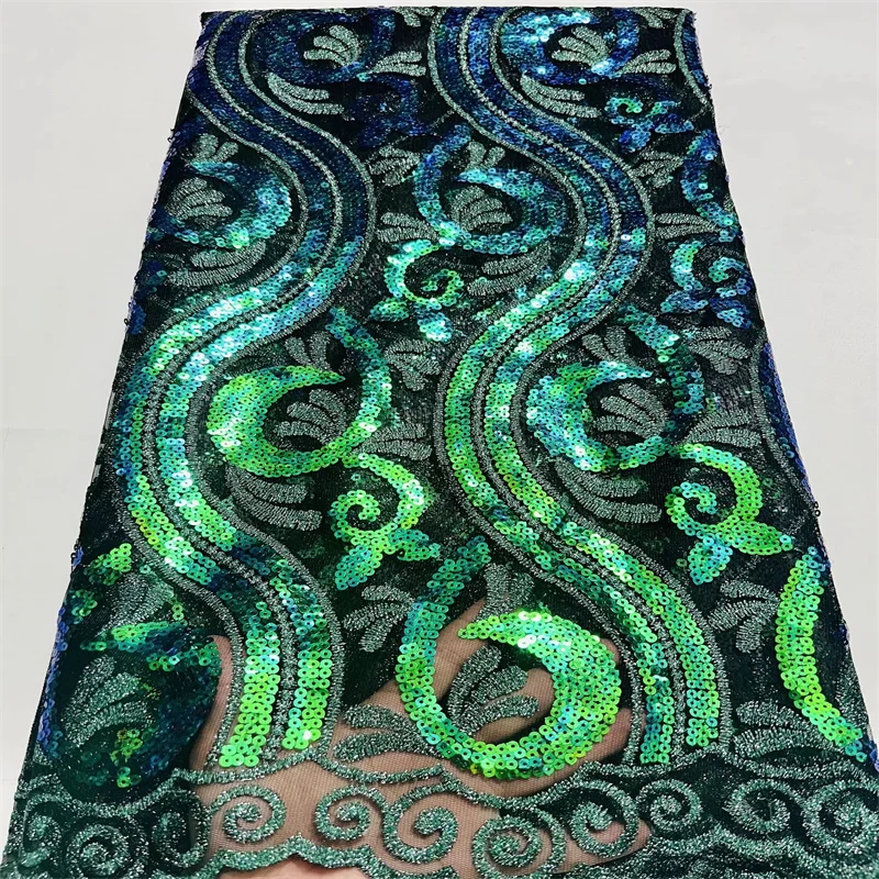 

2022 High Quality Nigerian Lace Fabric Embroidered French African Sequins Lace Fabric Weaving Design Purple Sequins Lace Fabric