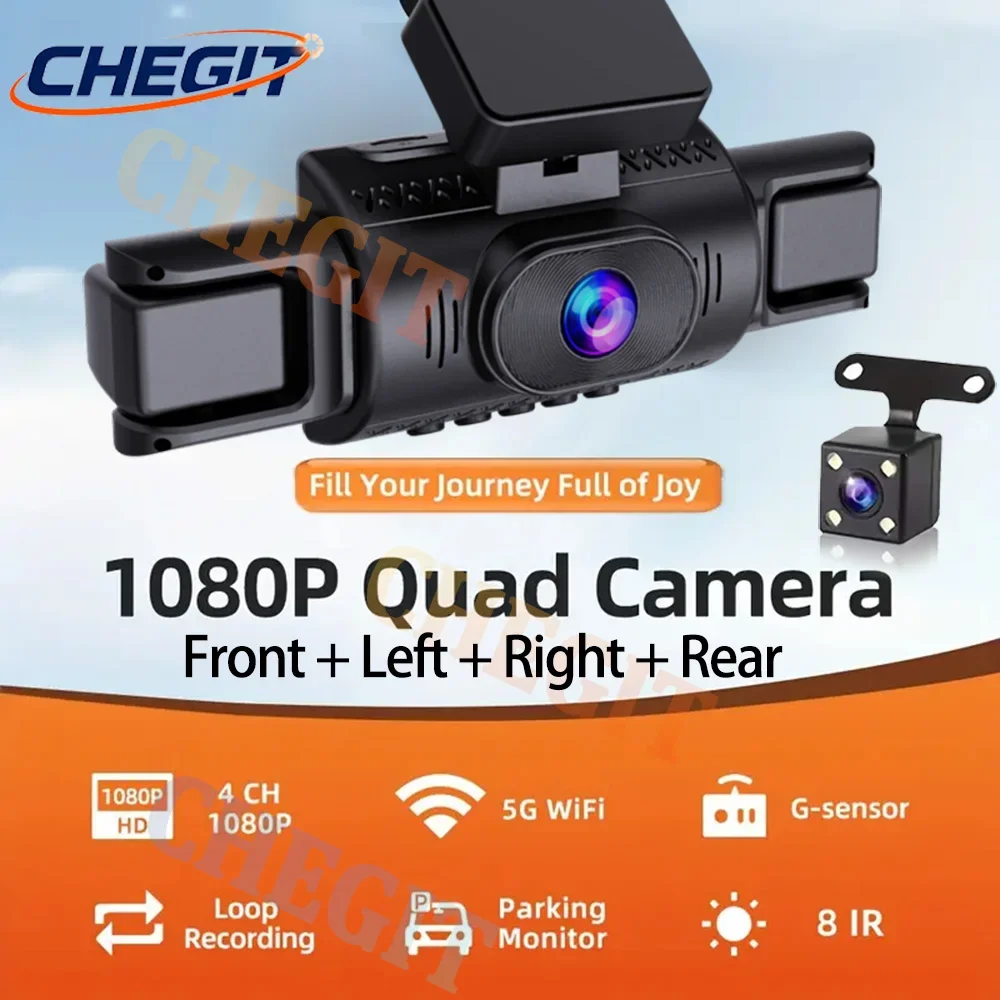 WIFI APP Car DVR 360° Car Camera 4Channels Car recording 1080P DashCam Front Left right With Rear View Camera Car Accessories