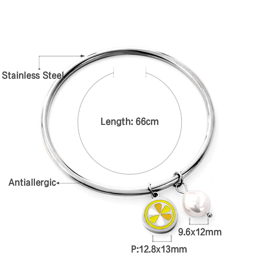 Trendy Smooth Stainless Steel Pendant Bangle Bracelets For Women Gold Silver Color Jewelry Wholesale 6