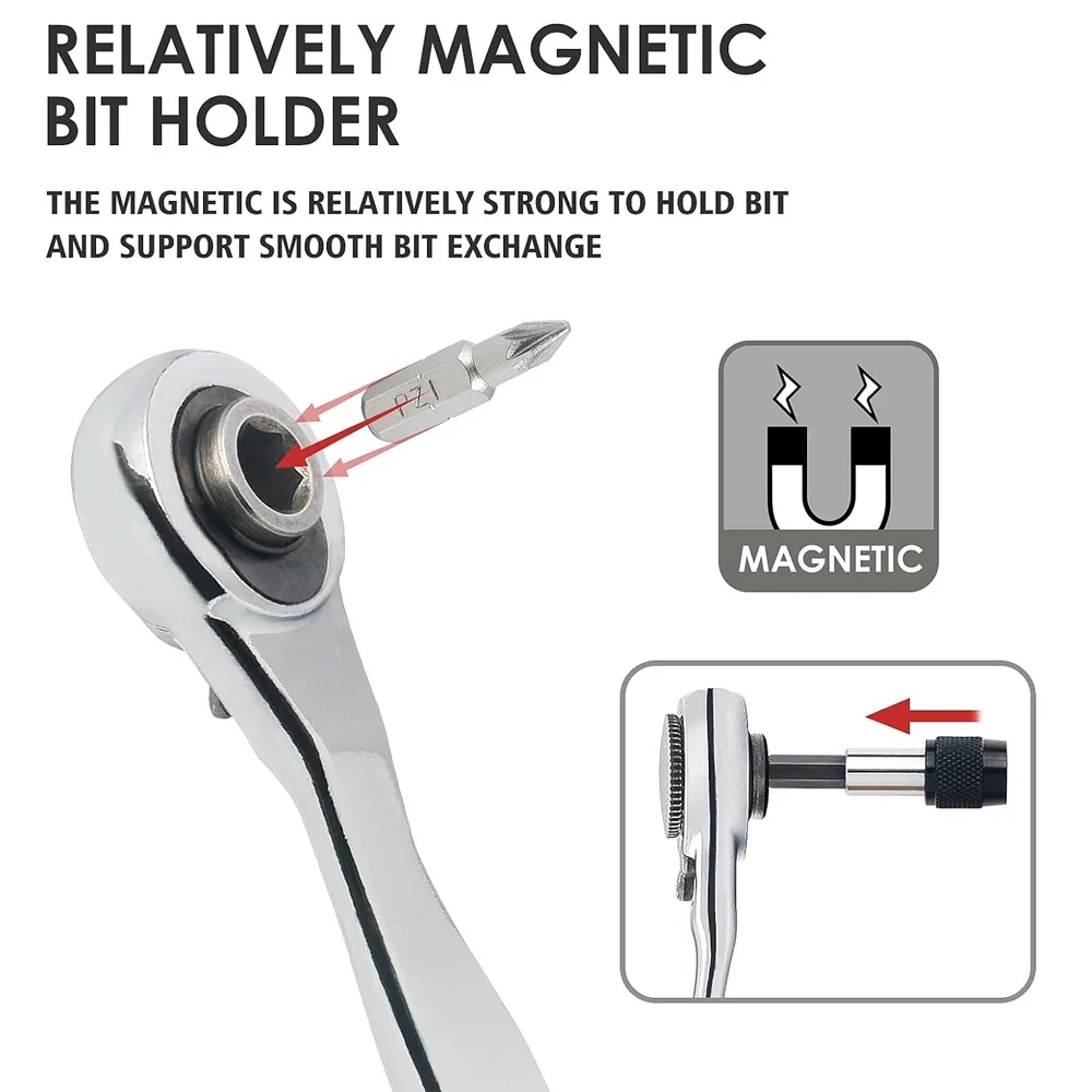 28/32 in 1 Mini Ratchet Wrench Set with Right Angle Offset 1/4" 72 Tooth Screwdriver Handle Magnetic Torx Bit for Tight Spaces 4