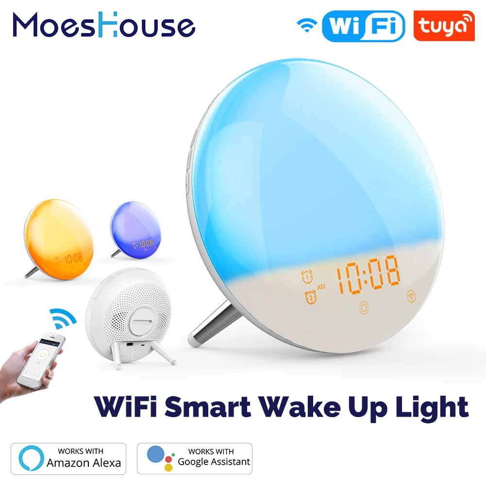 Tuya WiFi inteligente despertador luz amanecer simulación Alamm